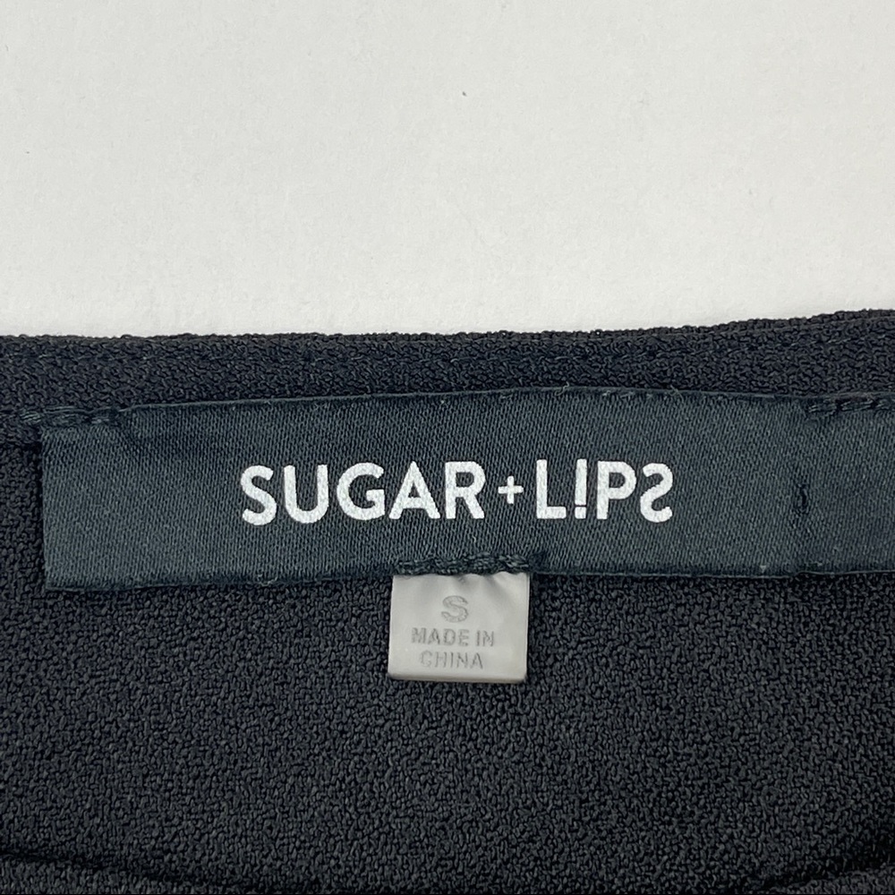 Sugar Lips Blouse Womens Small Black Ruffle Sleeves - Picture 2 of 7